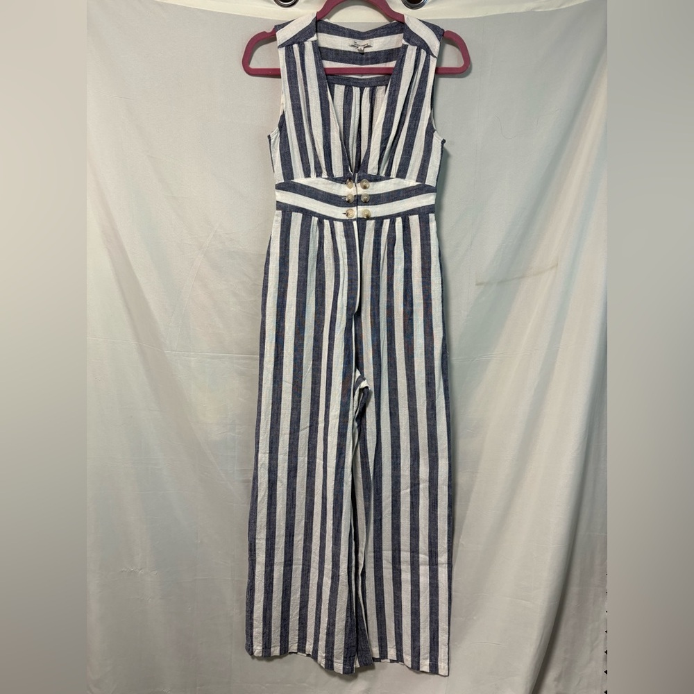 The Clothing Company Striped Linen Blend Jumpsuit Size Small